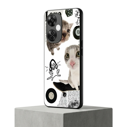 Purrfect Patchwork oneplus nord ce 3 lite mobile cover | shockproof glass phone case
