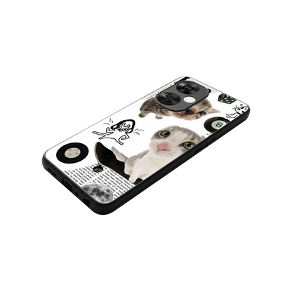 Purrfect Patchwork stylish phone case for oneplus nord ce 3 lite | glossy glass and slim fit