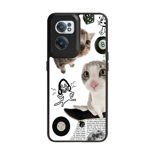 Purrfect Patchwork back phone cover | glass case for oneplus nord ce 2