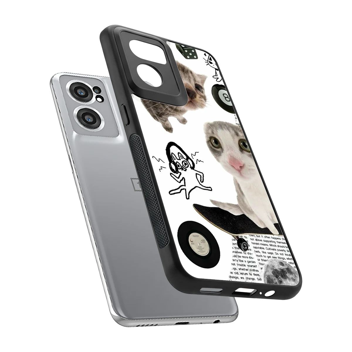 Purrfect Patchwork sleek oneplus nord ce 2 cover with tempered glass back and TPU edges