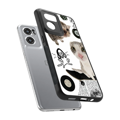 Purrfect Patchwork sleek oneplus nord ce 2 cover with tempered glass back and TPU edges