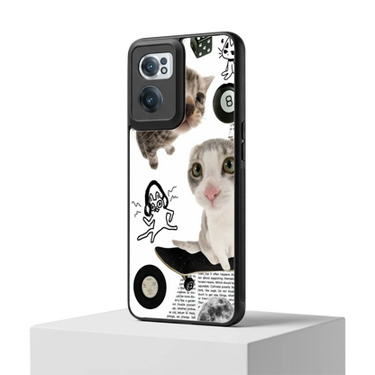 Purrfect Patchwork oneplus nord ce 2 mobile cover | shockproof glass phone case
