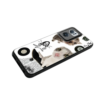 Purrfect Patchwork stylish phone case for oneplus nord ce 2 | glossy glass and slim fit
