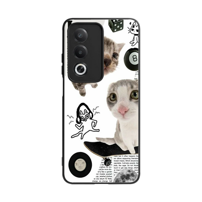 Purrfect Patchwork back phone cover | glass case for oppo a3 pro