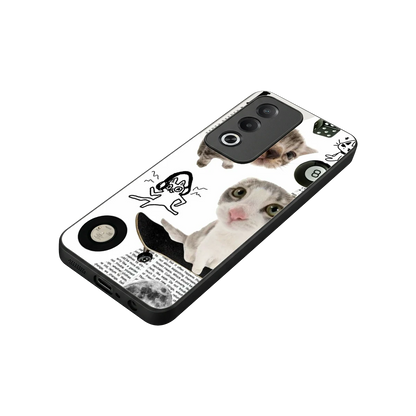 Purrfect Patchwork stylish phone case for oppo a3 pro | glossy glass and slim fit