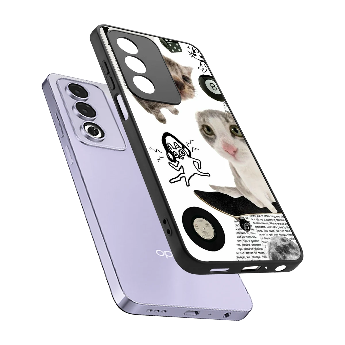 Purrfect Patchwork sleek oppo a3 pro cover with tempered glass back and TPU edges