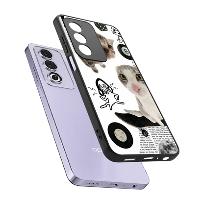 Purrfect Patchwork sleek oppo a3 pro cover with tempered glass back and TPU edges