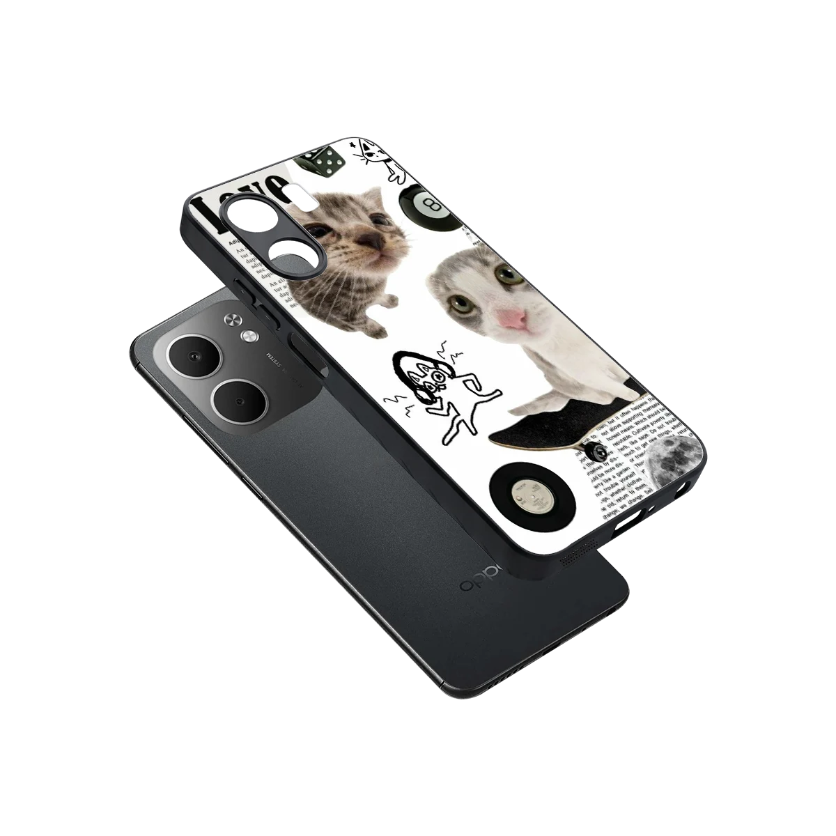 Purrfect Patchwork sleek oppo a5x 5g cover with tempered glass back and TPU edges
