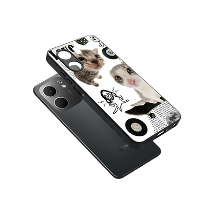 Purrfect Patchwork sleek oppo a5x 5g cover with tempered glass back and TPU edges