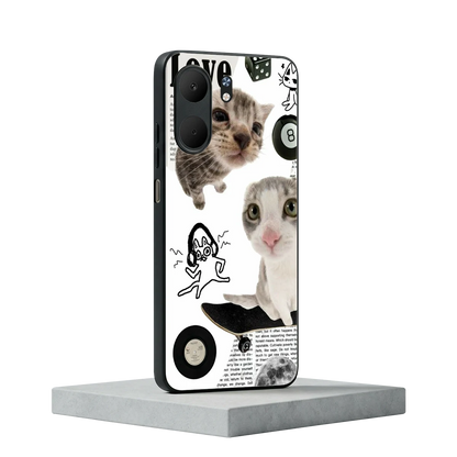 Purrfect Patchwork oppo a5x 5g mobile cover | shockproof glass phone case