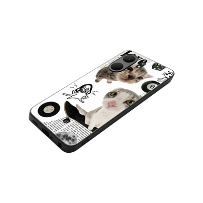 Purrfect Patchwork stylish phone case for oppo a5x 5g | glossy glass and slim fit