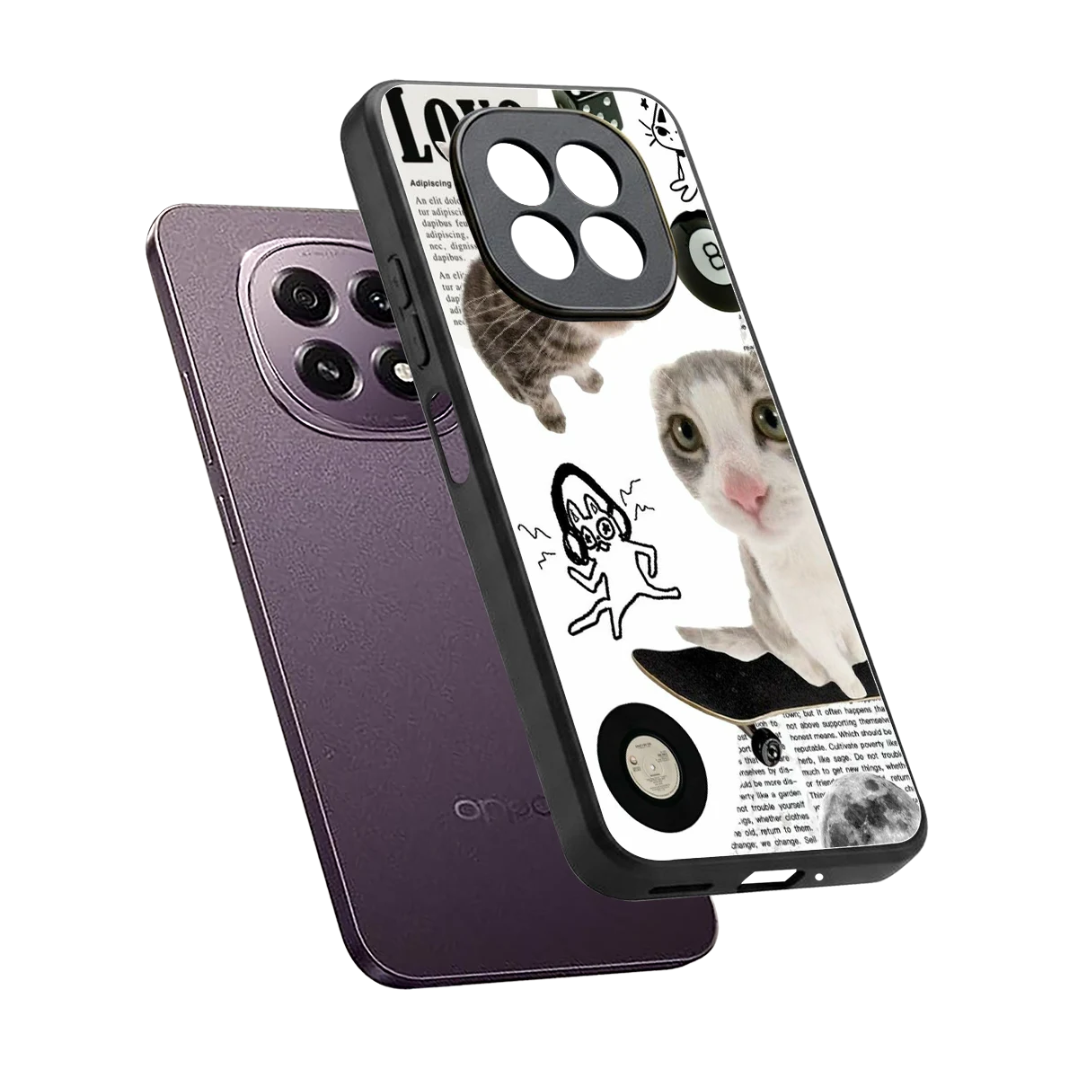 Purrfect Patchwork sleek oppo f29 5g cover with tempered glass back and TPU edges