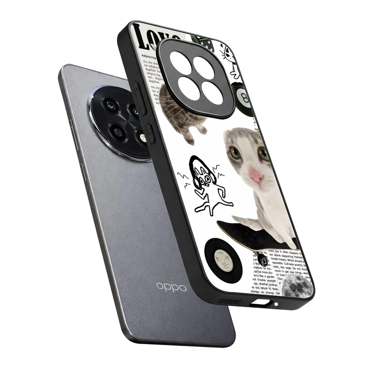 Purrfect Patchwork sleek oppo f29 pro 5g cover with tempered glass back and TPU edges