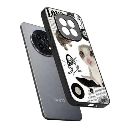 Purrfect Patchwork sleek oppo f29 pro 5g cover with tempered glass back and TPU edges