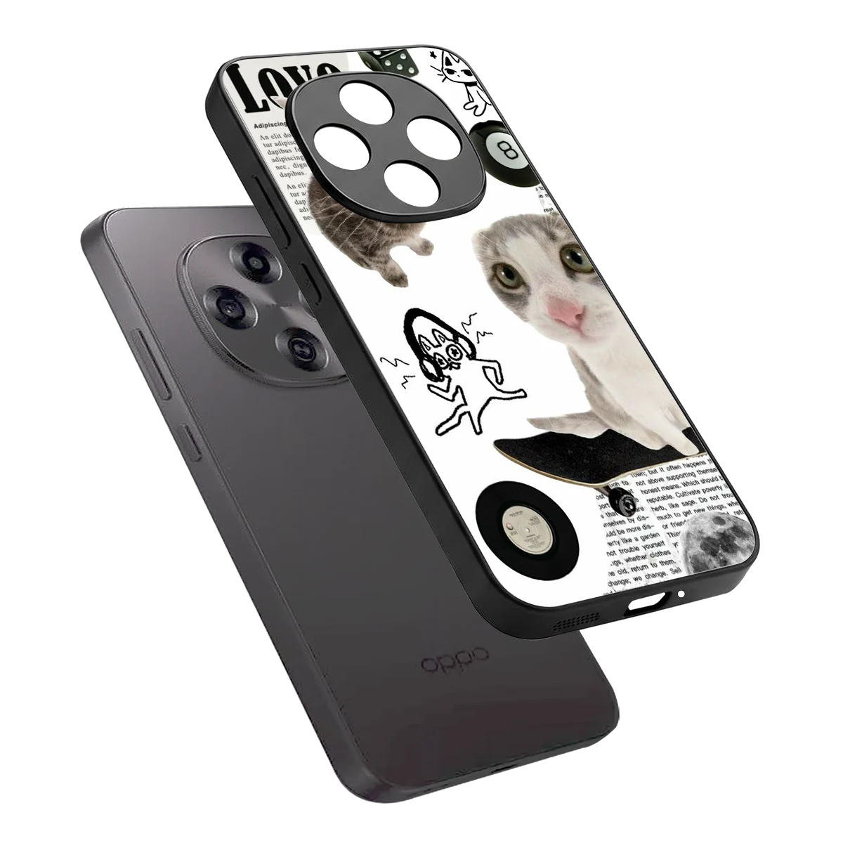 Purrfect Patchwork sleek oppo f31 pro 5g cover with tempered glass back and TPU edges