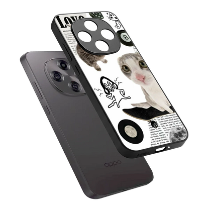 Purrfect Patchwork sleek oppo f31 pro 5g cover with tempered glass back and TPU edges