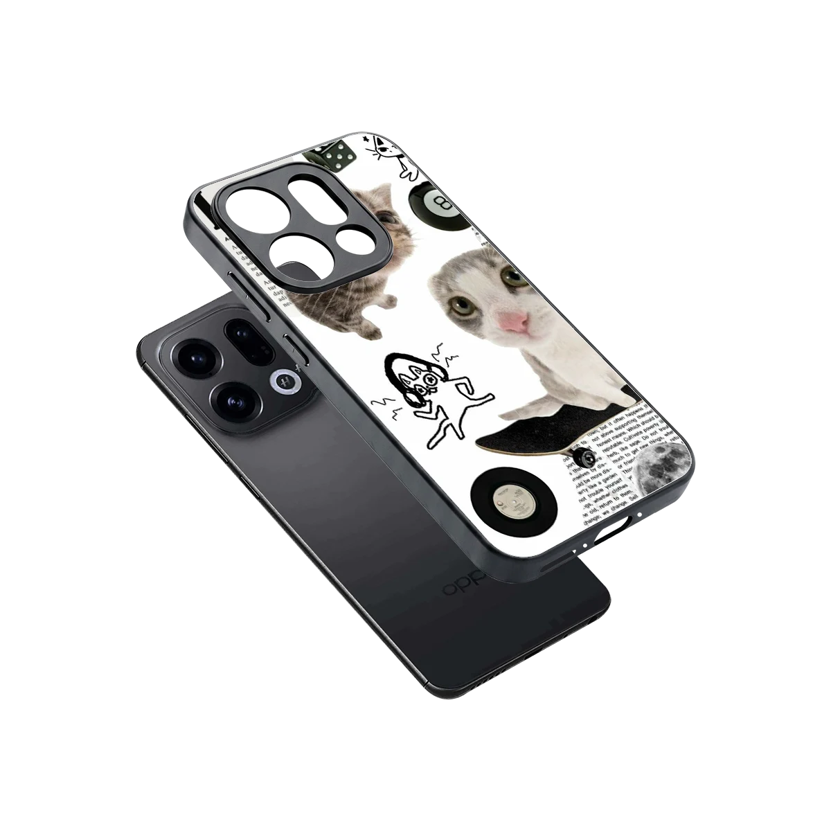 Purrfect Patchwork sleek oppo find x9 cover with tempered glass back and TPU edges