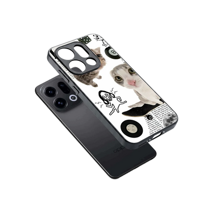Purrfect Patchwork sleek oppo find x9 cover with tempered glass back and TPU edges