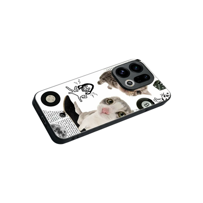 Purrfect Patchwork stylish phone case for oppo find x9 | glossy glass and slim fit