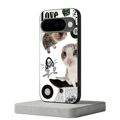 Purrfect Patchwork google pixel 10 mobile cover | shockproof glass phone case