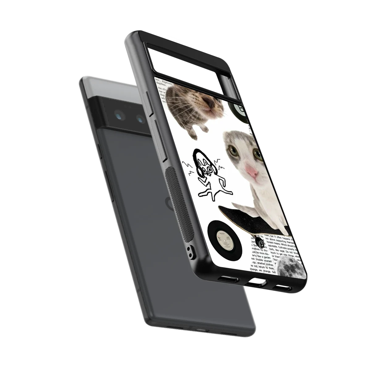 Purrfect Patchwork sleek google pixel 6 pro cover with tempered glass back and TPU edges