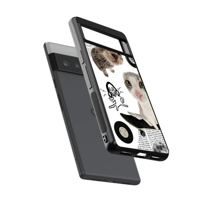 Purrfect Patchwork sleek google pixel 6 pro cover with tempered glass back and TPU edges