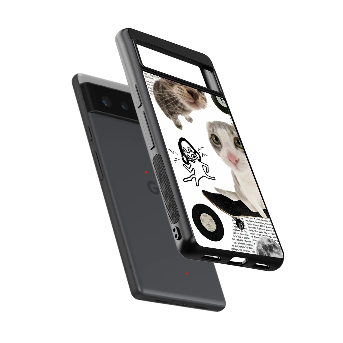 Purrfect Patchwork sleek google pixel 6 cover with tempered glass back and TPU edges