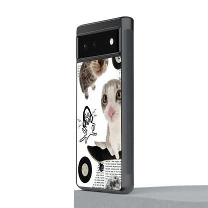Purrfect Patchwork stylish phone case for google pixel 6 | glossy glass and slim fit