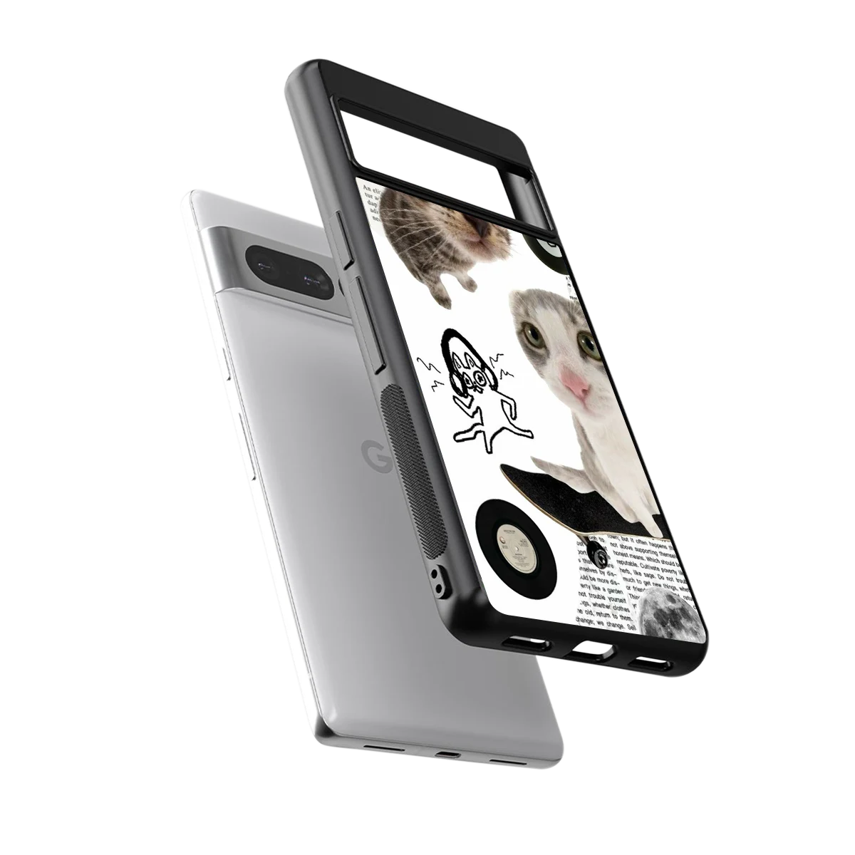 Purrfect Patchwork sleek google pixel 7 pro cover with tempered glass back and TPU edges