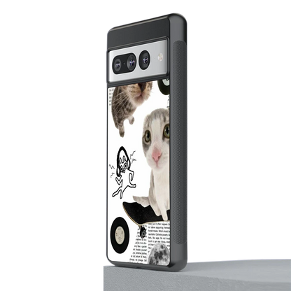 Purrfect Patchwork stylish phone case for google pixel 7 pro | glossy glass and slim fit