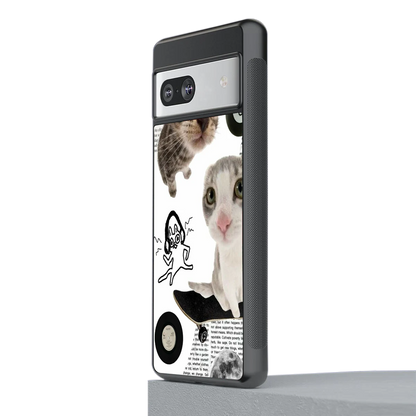 Purrfect Patchwork stylish phone case for google pixel 7a | glossy glass and slim fit