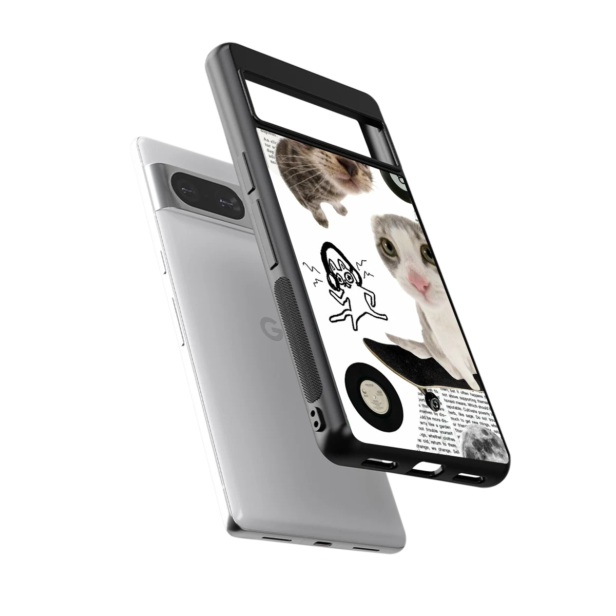 Purrfect Patchwork sleek google pixel 8 cover with tempered glass back and TPU edges