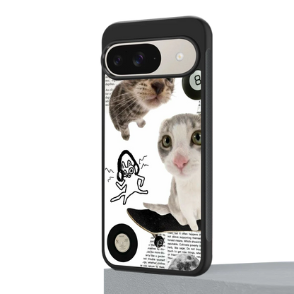 Purrfect Patchwork google pixel 9 mobile cover | shockproof glass phone case