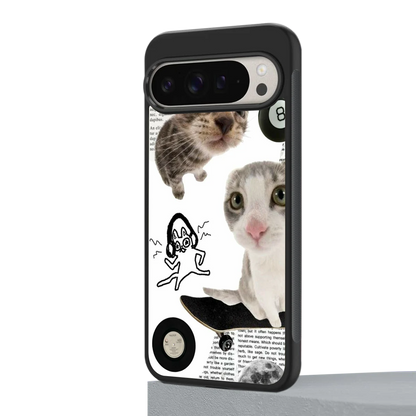 Purrfect Patchwork google pixel 9 pro mobile cover | shockproof glass phone case
