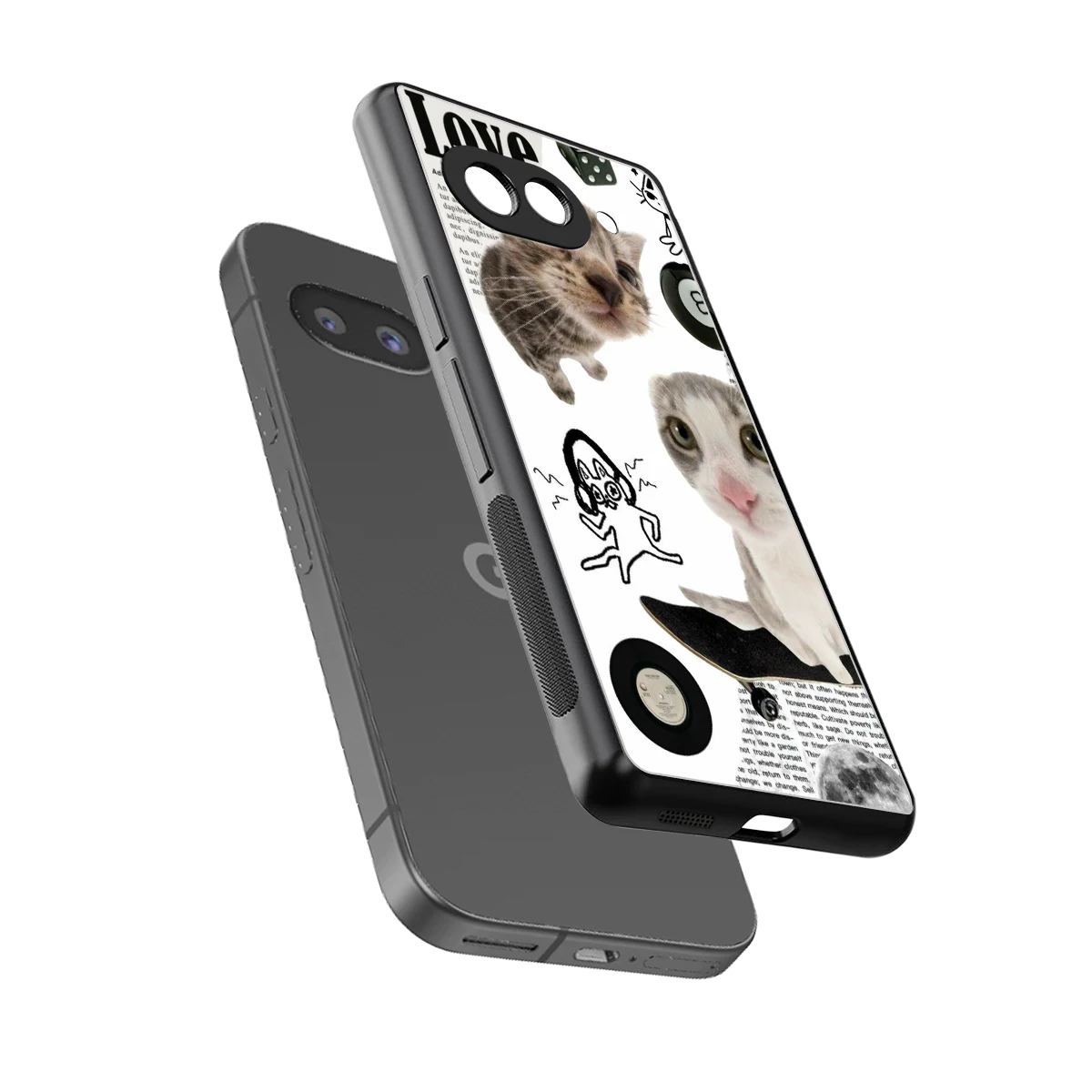 Purrfect Patchwork sleek google pixel 10a cover with tempered glass back and TPU edges