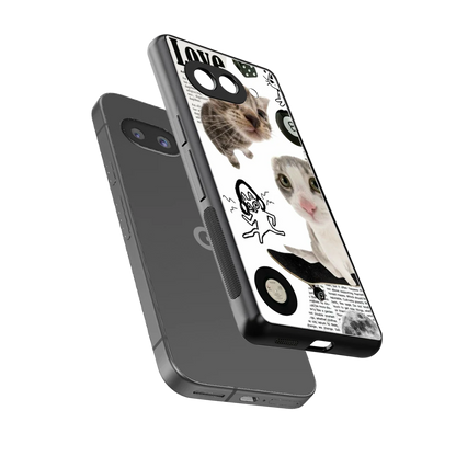 Purrfect Patchwork sleek google pixel 10a cover with tempered glass back and TPU edges