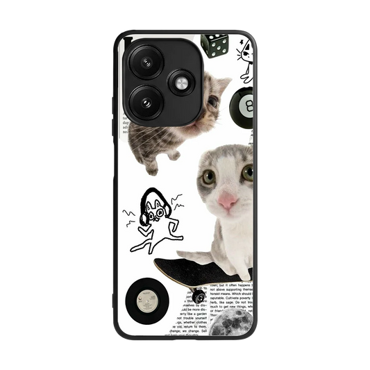 Purrfect Patchwork back phone cover | glass case for redmi 12 5g