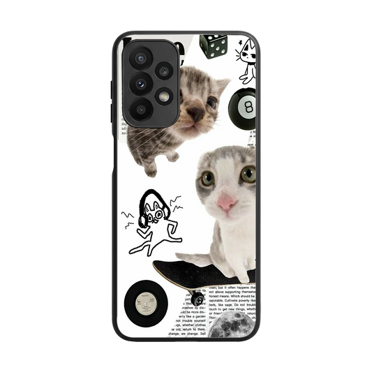 Purrfect Patchwork back phone cover | glass case for samsung galaxy a23