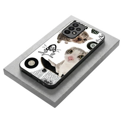 Purrfect Patchwork stylish phone case for samsung galaxy a23 | glossy glass and slim fit