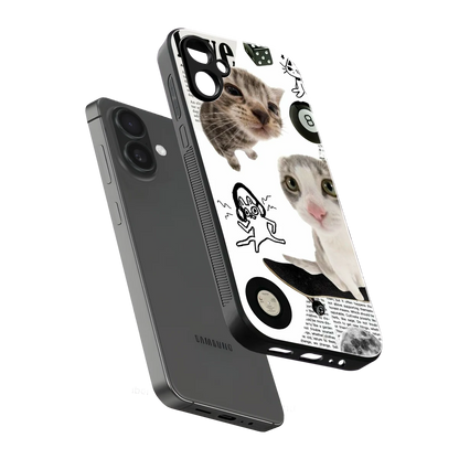 Purrfect Patchwork sleek samsung galaxy a06 5g cover with tempered glass back and TPU edges