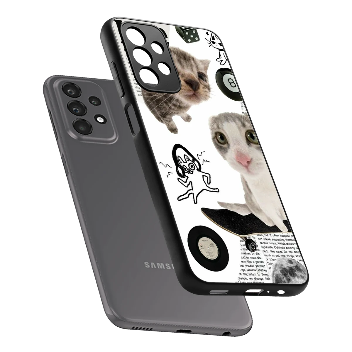 Purrfect Patchwork sleek samsung galaxy a23 cover with tempered glass back and TPU edges