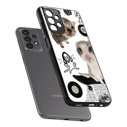 Purrfect Patchwork sleek samsung galaxy a23 cover with tempered glass back and TPU edges