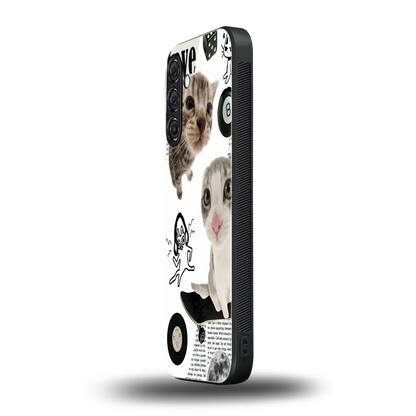 Purrfect Patchwork samsung galaxy a14 5g mobile cover | shockproof glass phone case