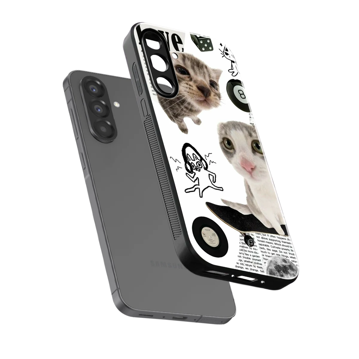 Purrfect Patchwork sleek samsung galaxy a17 5g cover with tempered glass back and TPU edges