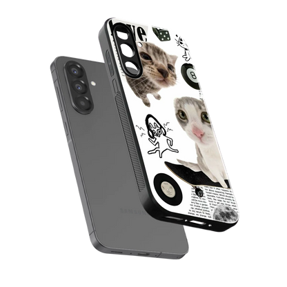 Purrfect Patchwork sleek samsung galaxy a17 5g cover with tempered glass back and TPU edges