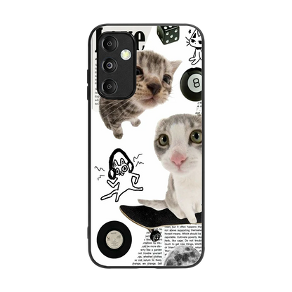 Purrfect Patchwork back phone cover | glass case for samsung galaxy m14 5g