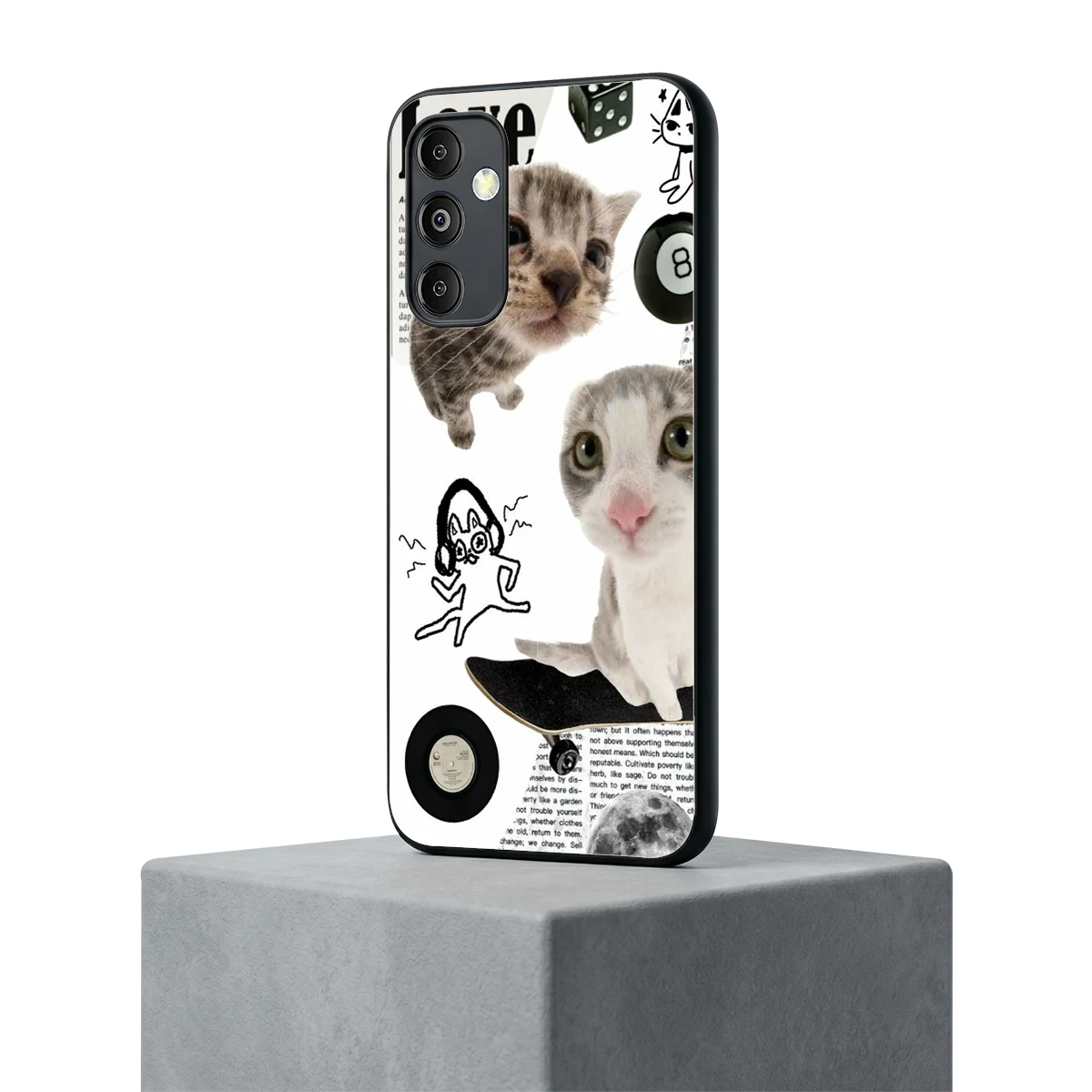 Purrfect Patchwork samsung galaxy m14 5g mobile cover | shockproof glass phone case
