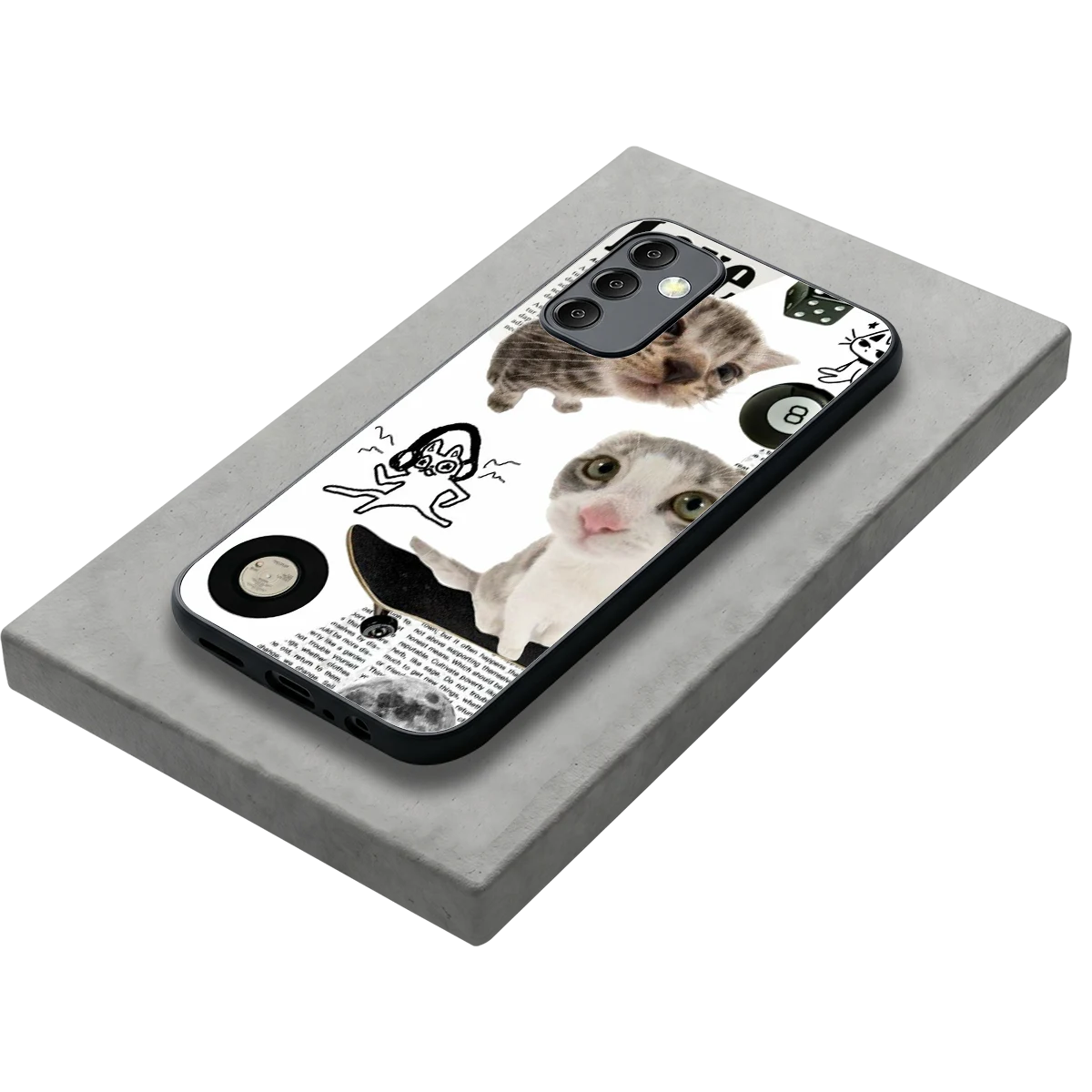 Purrfect Patchwork stylish phone case for samsung galaxy m14 5g | glossy glass and slim fit