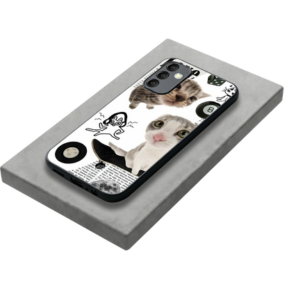 Purrfect Patchwork stylish phone case for samsung galaxy m14 5g | glossy glass and slim fit