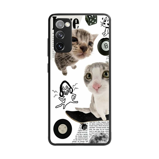 Purrfect Patchwork back phone cover | glass case for samsung galaxy s20 fe
